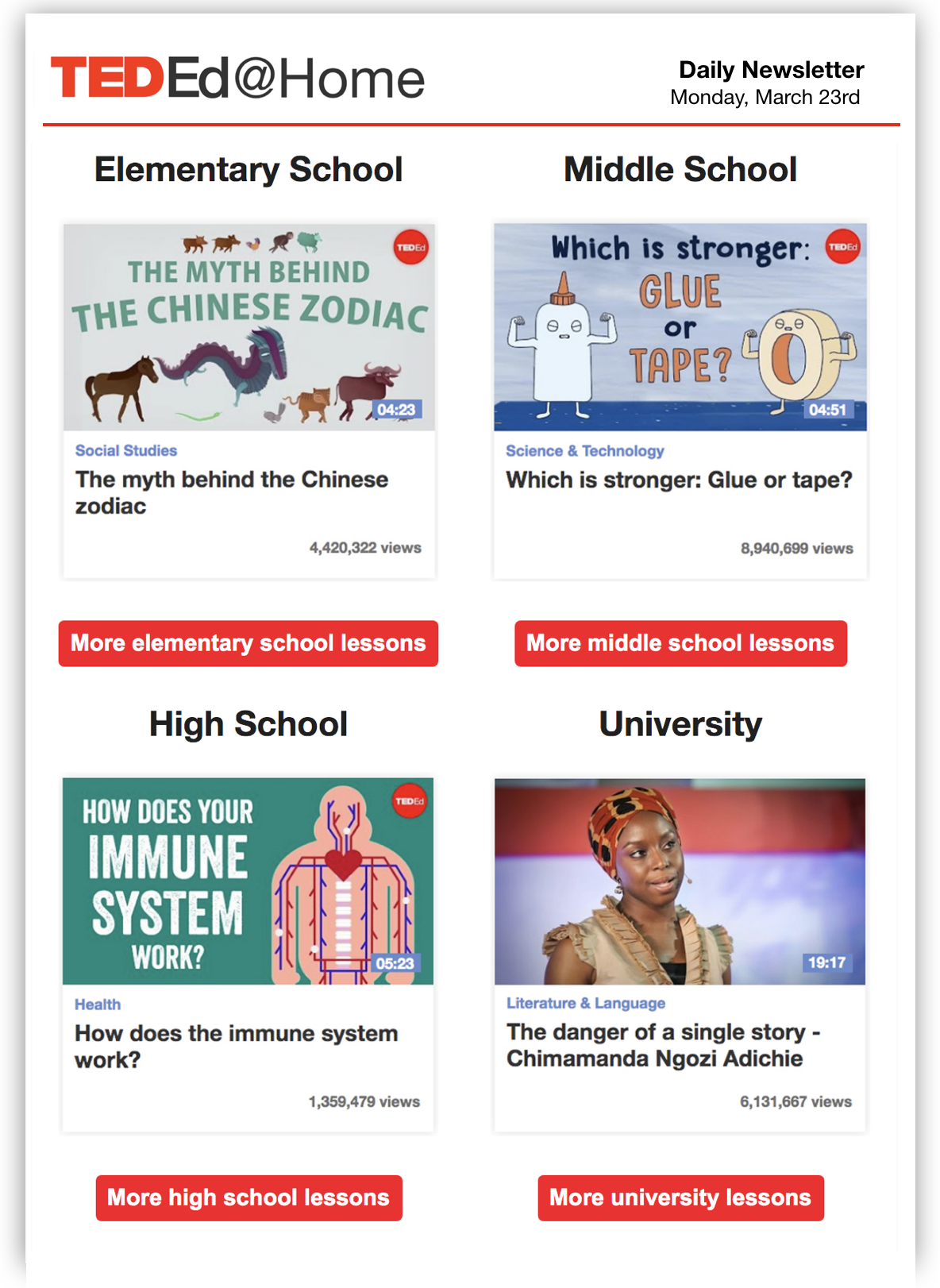 Ted Ed Home Daily Newsletter Ted Ed